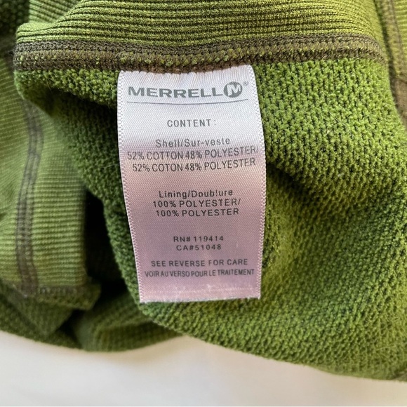 Merrell Men’s Quarter-Zip Pullover Olive Green Hiking Outdoor Sweater Size Small - Picture 6 of 7
